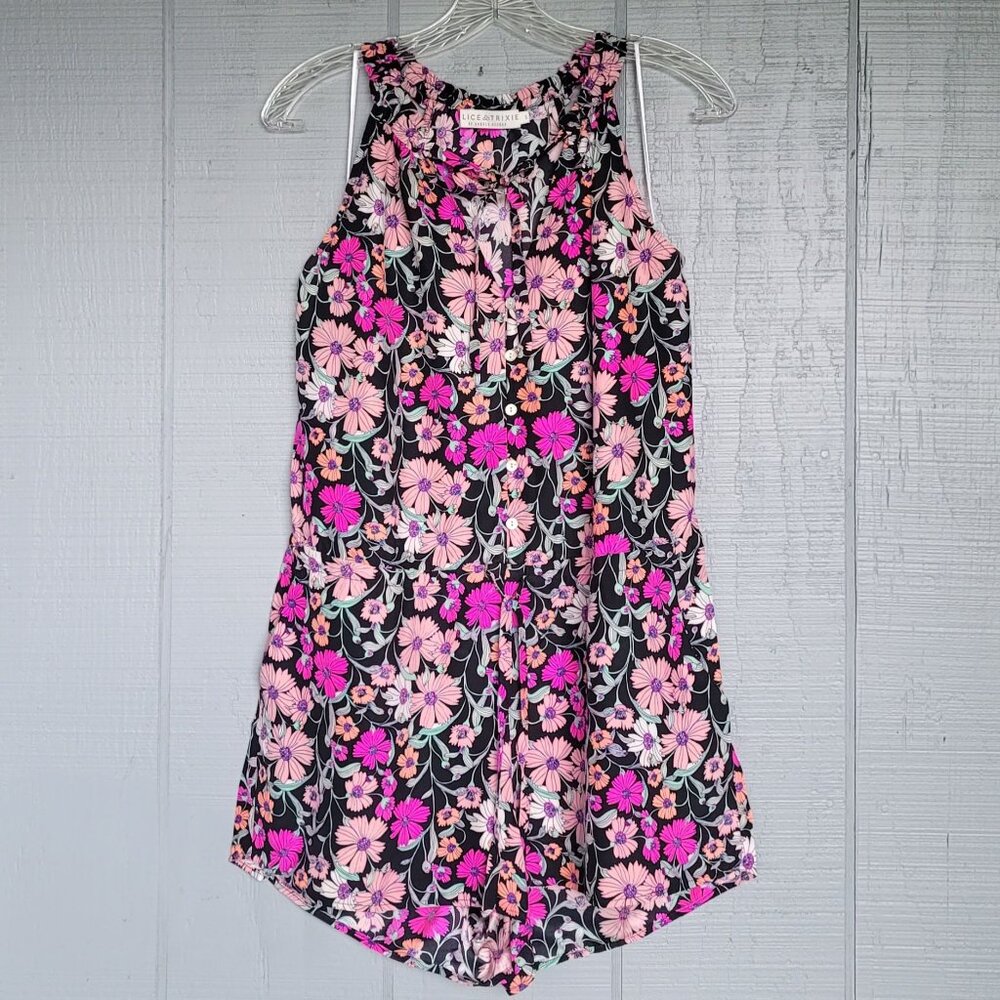Alice & Trixie 100% Silk Bold Floral Print Vacation Garden Party Romper. Size S